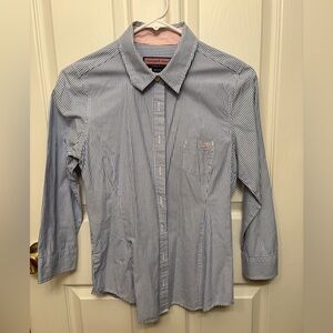 Vineyard Vines Men's Blue and White Striped Shirt